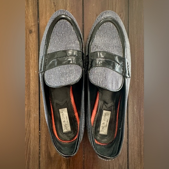Rag & Bone Black and White Textured Loafers 6.5 - Picture 1 of 8